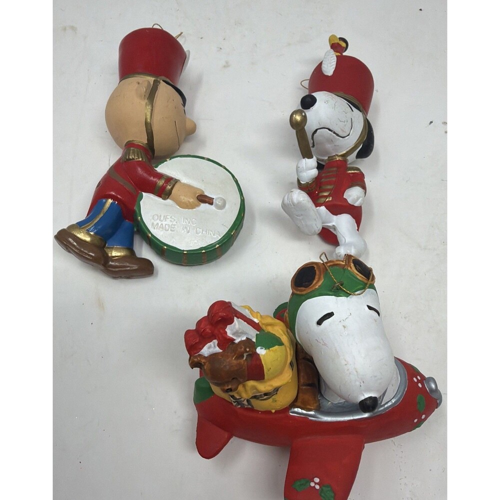 Lot Of 3 VTG Snoopy & Charlie Brown Christmas Ornaments Peanuts United Feature